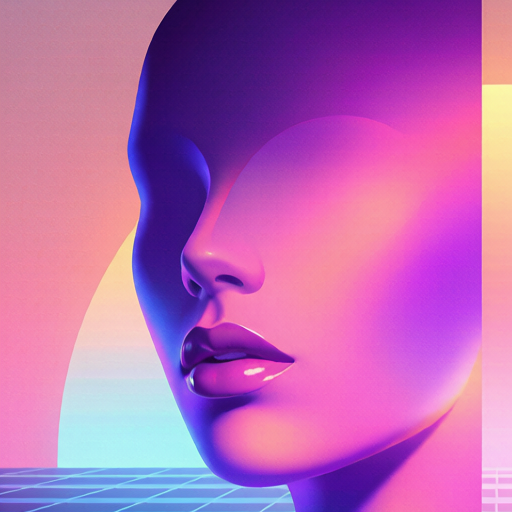 Vaporwave Faces matching PFP for gamers – left profile picture