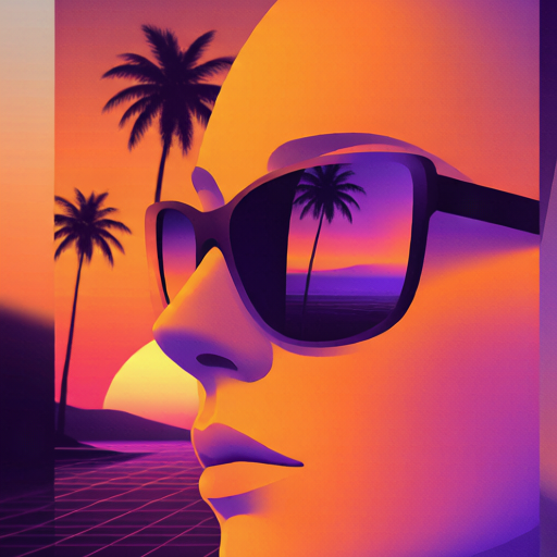 Palm Sunset matching PFP for couples and best friends – left profile picture
