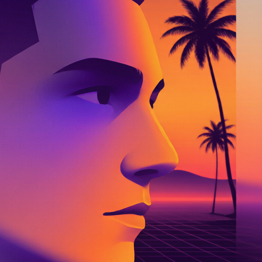 Palm Sunset matching PFP for couples and best friends – right profile picture