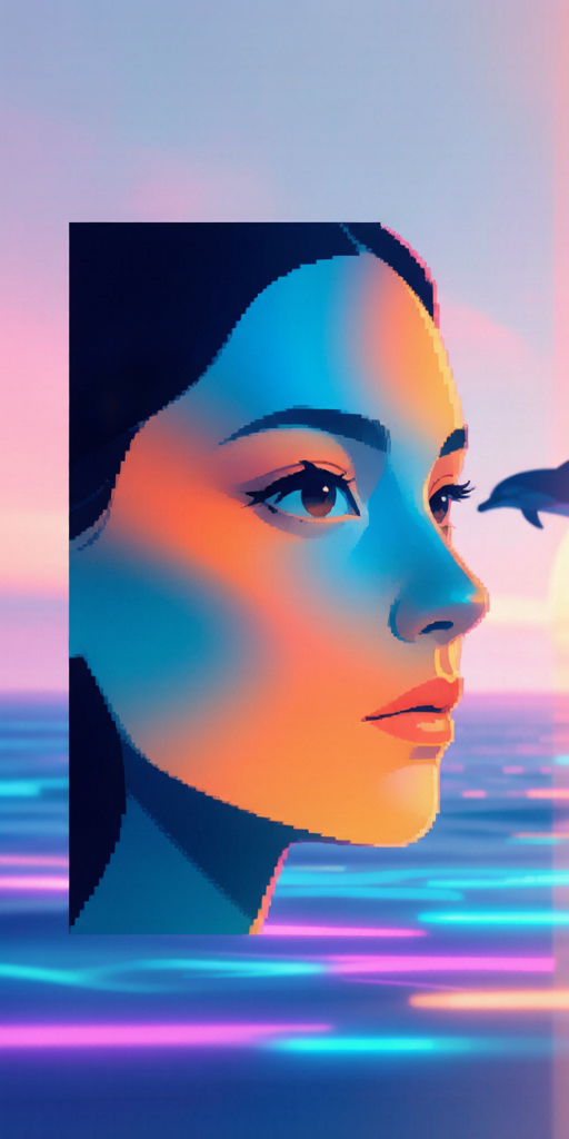 Dolphin Sunset matching PFP for couples and best friends – left profile picture