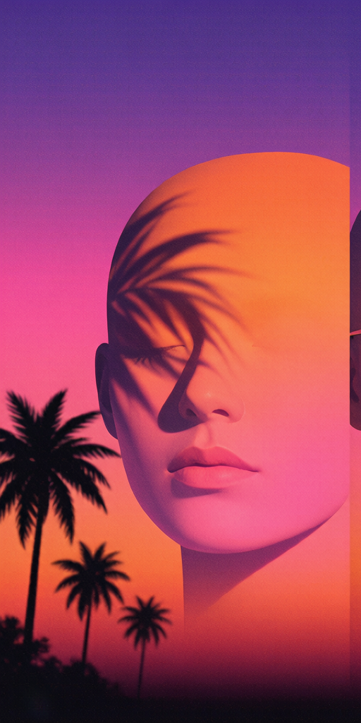 Sunset Palms matching PFP for couples and best friends – left profile picture