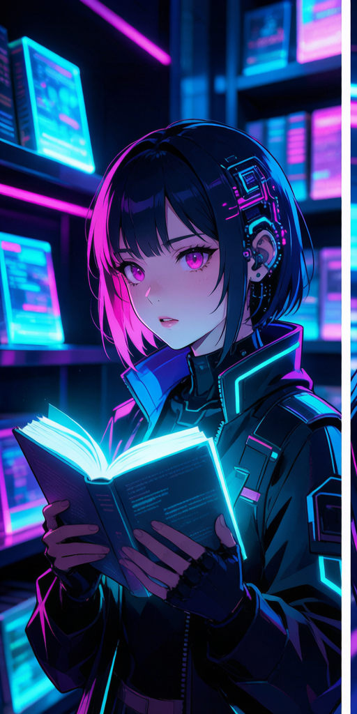 Neon Bookstore matching PFP for gamers – left profile picture